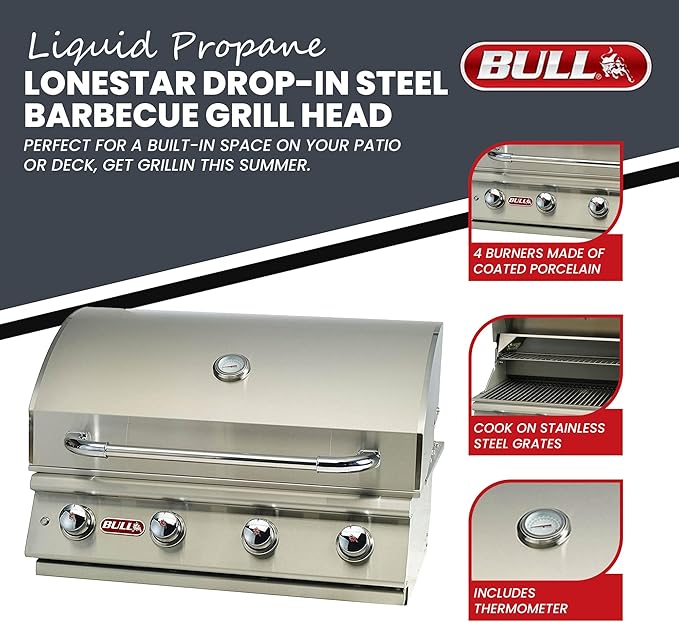 Bull Lonestar Select 30-Inch Built-In Grill (BG-87048), Propane