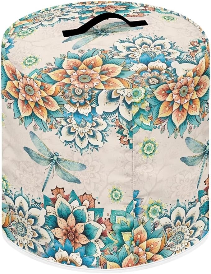 TODIYADDU Blue Dragonfly Instant Pot Cover for 8 Quart Instant Pot Boho Mandala Flower Kitchen Appliance Dust Cover with Handle