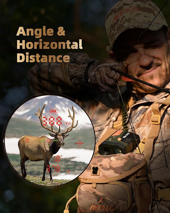 AOFAR HX2000 Hunting Rangefinder with Dual-Color OLED Display, Ultra-Clear Optics with 95%+ Transmittance of Glass, 2000 Yards with Angle and Horizontal Distance, Range, Scan, Speed Mode, Waterproof
