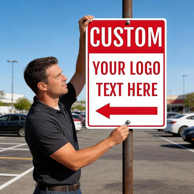 Custom Outdoor Metal Sign for Business Door Shop Wall, 18x14 Inch, Rust-Free Aluminum Weather Resistant, Waterproof, Durable Ink, Easy to Mount