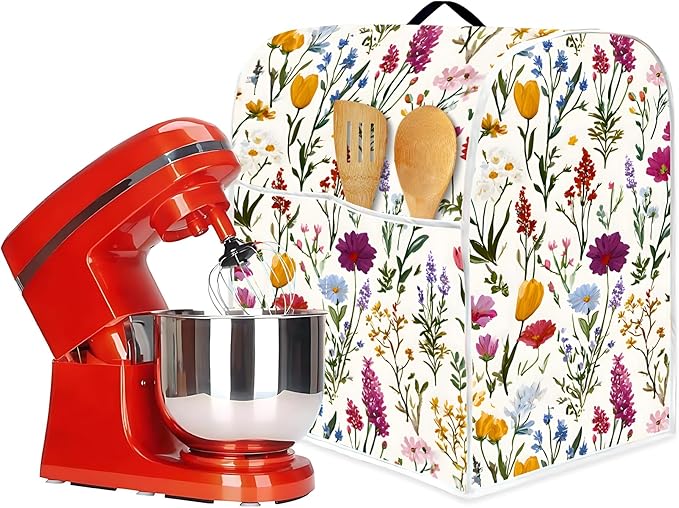 Mixer Dust Cover for 6-8 Qt Stand Mixer, Cloth Cover with 2 Storage Pockets for Stand Mixer Protective Covers Large for 6-8 Quart Mixer
