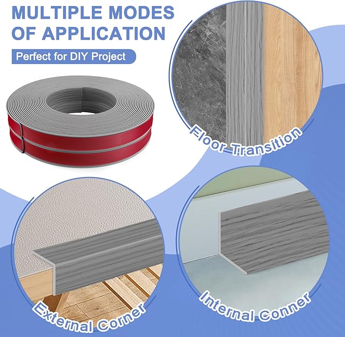 Wall Corner Protector Moulding Trim Peel and Stick Wall Corner Guards Trim Flexible Self Adhesive Edge Protector Moulding, 0.8 in x 10 Ft, Light Gray Wood
