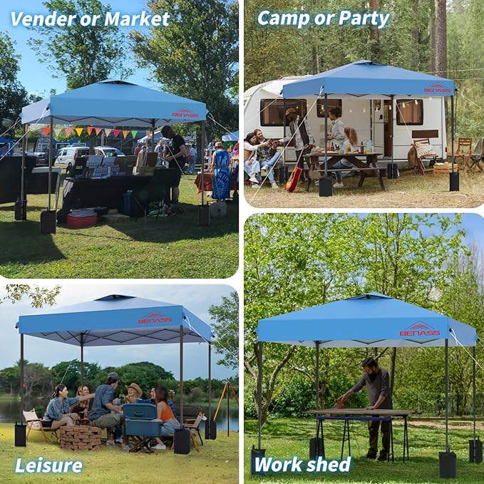 12x12 Pop Up Canopy, Easy Up Canopy Tent, Heavy Duty Tents for Parties, One Person Set Up Event Tent, Turquoise