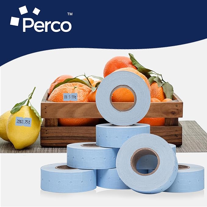 Perco 1 Line Blue Labels - 80 Rolls, 10 Sleeves, 80,000 Blank Price and Date Gun Labels for Perco Lite, X, Plus and Pro 1 Line Price and Date Guns - Made in USA