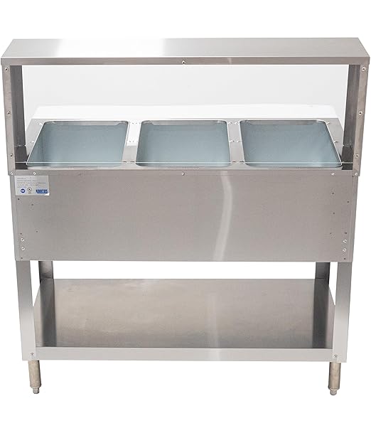 Kratos Commercial Electric Steam Table/Hot Food Table with Overshelf and Sneeze Guard, 3 Wells, Stainless Steel, Stationary, NSF, 120V (28W-192)