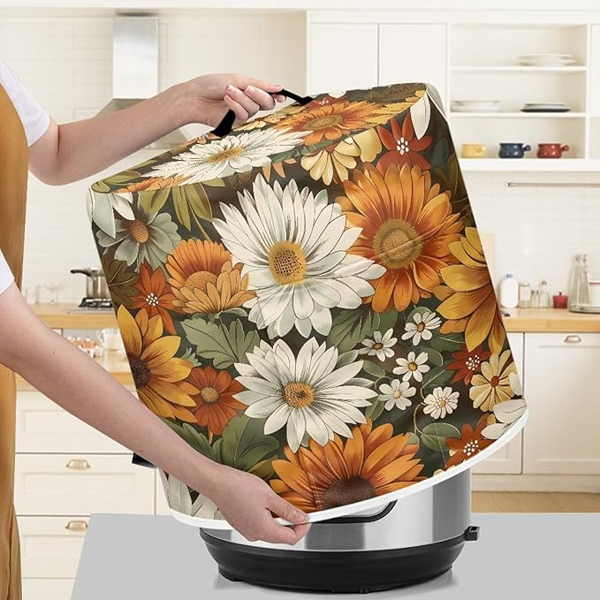 Daisy Pressure Cooker Cover Instant Pot Accessories Instant Pot Kitchen Appliance Dust Cover with Pockets for Rice Cooker Air Fryer Slow Cooker Dust Covers for Kitchen Size M