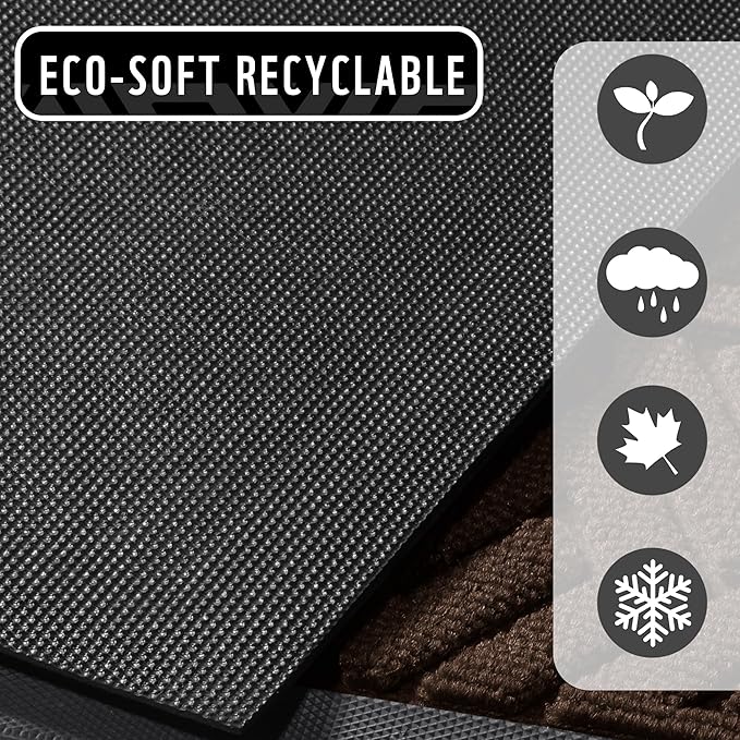 Yimobra Large Door Mat 36x24, All-Weather Waterproof Outdoor Mats for Front Door, Non Slip Rubber Doormat for Patio Proch Outside Entryway Indoor, Brown
