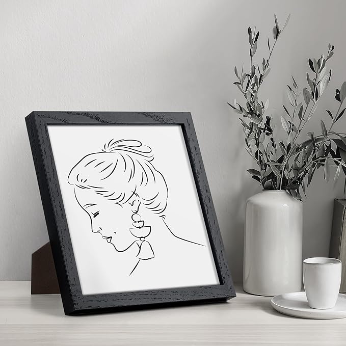 Fun Memories 8x8 Oak Wood Picture Frame in Black, 8"x8" Photo Frame for Wall, Square Frames 8x8 with Stand for Tabletop Display, Real Tempered Glass, 8 x 8 Picture Frames (Black Color, 1 Pack)