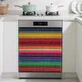 Magnetic Dishwasher Cover,Mexican Reusable Dishwasher Magnetic Cover Ethnic Stripes Rainbow Decorative Door Covers Panel for Home Kitcen 23" x 26"
