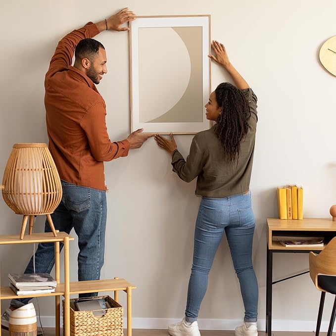 24x36 Picture Frame, 24x36 Poster Frame - Solid Oak Wood & Tempered Real Glass, Large 24 x 36 Frame for Wall, Rustic Wooden 24 by 36 Frame, 24x36 Frame with Mat for 20x30, Natural Oak Color