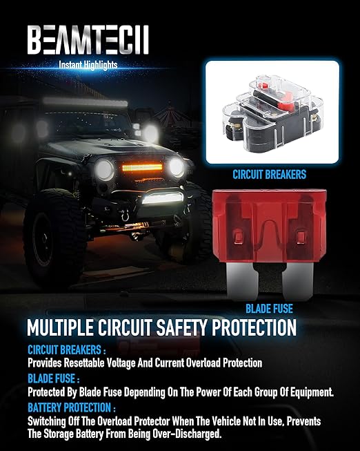 BEAMTECH 12 Gang Switch Panel, RGB Multifunction Switch Toggle Momentary Pulsed Circuit Control Relay System Box Auxiliary Touch Control Switch LED Light Controller for Car Truck Van Off Road ATV UTV
