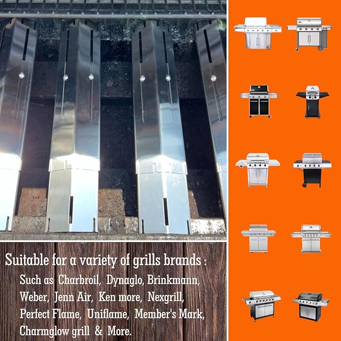 Grill Tent, Heat Plate Shield, Flavorizer Bar, Heat Tent, Grill Burner Covers, Flame Tamer Replacement For Grill, Universal Adjustable Stainless Steel Grill Parts Extends from 11.75" to 21" L（3 Pcs）