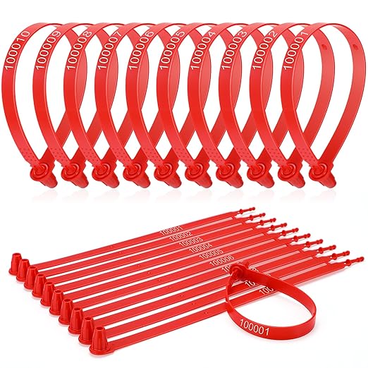 Roowest 1000 Pcs Plastic Truck Trailer Door Seals, Tamper Evident Security Tags, Numbered Safety Disposable Locks for Container Logistics Transport Package Shipping(Red)