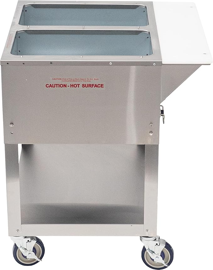 Kratos Commercial Mobile Electric Steam Table/Hot Food Table, 2 Wells, Stainless Steel, NSF 120V (28W-196)