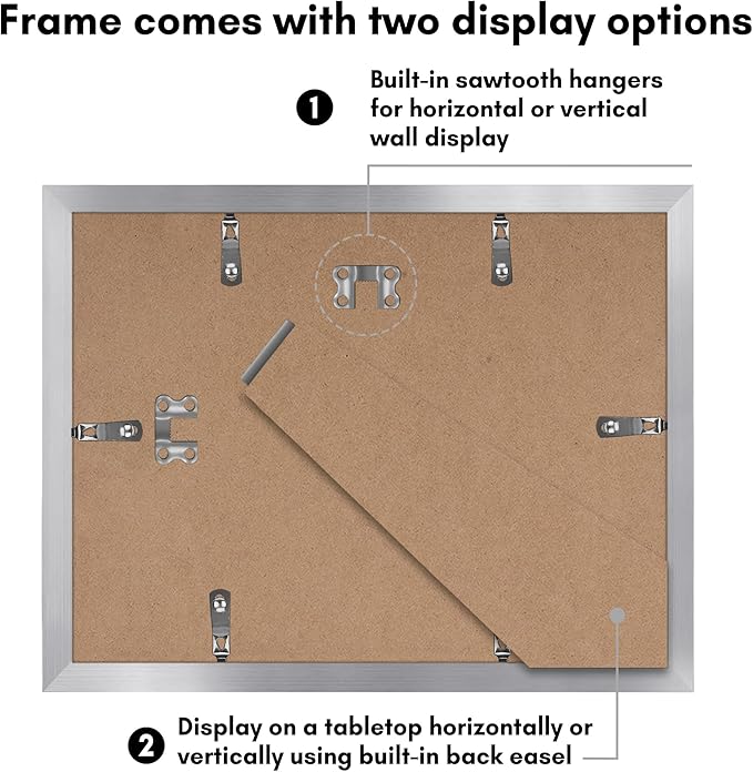 Americanflat 8.5x11 Diploma Frame with Polished Plexiglass - Set of 5 - Legacy Collection - Certificate Frame for Tabletop and Wall Display - Silver