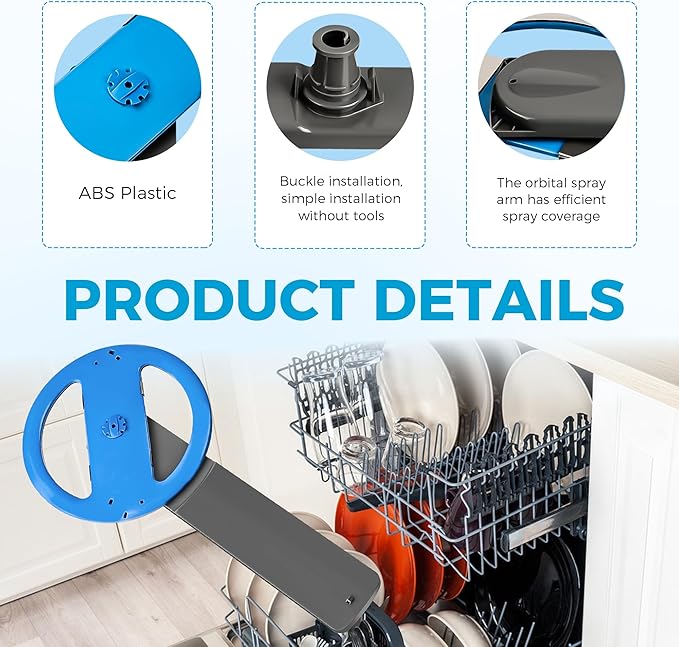 Upgraded 5304507158 Dishwasher Lower Spray Arm Assembly with 5304518968 Lower Wash Arm Support 154252701 Drain Trap Assembly Fit for Frigi-daire Replaces 5304498139 154821902 Ap6036393 by Romalon