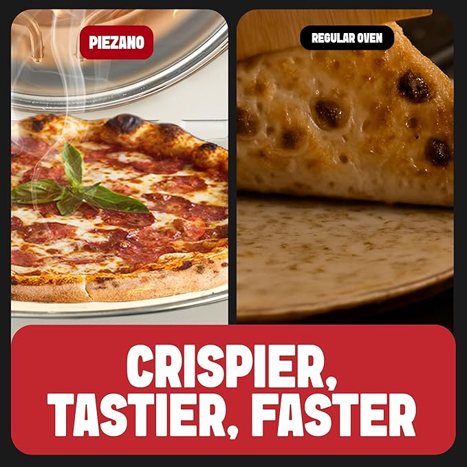 PIEZANO Crispy Crust Pizza Oven by Granitestone – 12 Inch Electric Pizza Oven Indoor Countertop Maker with Ceramic Stone Heats up to 800˚F for Delicious Stone Baked Pizzeria Style Pizza at Home