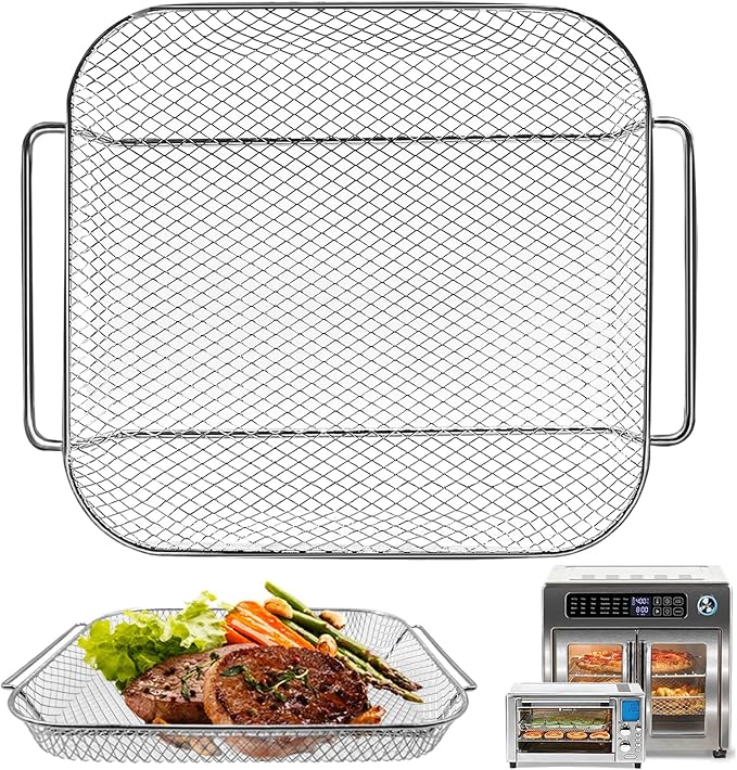 Air Fryer Basket Replacement for Emeril Lagasse 26 QT Extra Large Air Fryer Convection Toaster Oven, 12.5''×10.2''×1.3''Non-stick Mesh Air Fryer Basket Wire Rack Accessories Parts