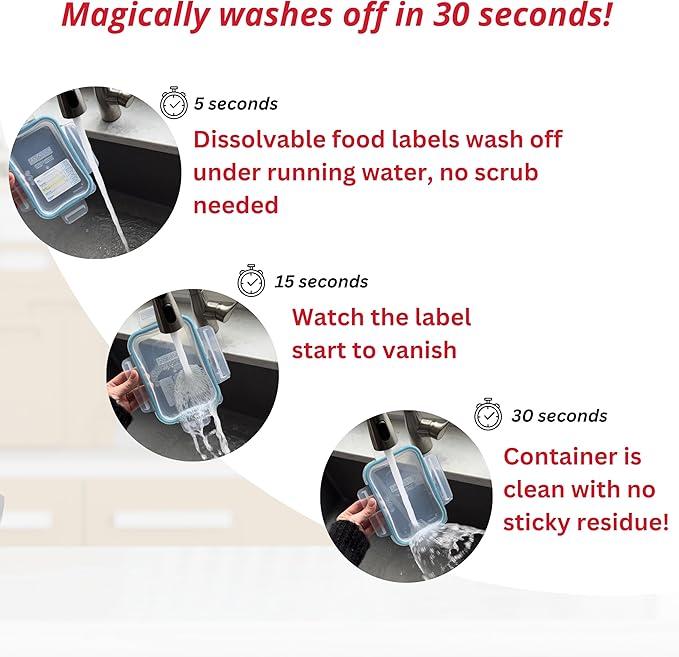 2x3 Dissolvable Food Labels, 500 Label Stickers, Bottle Labels for Storage Bins, Sticker Labels for Food containers, (500, Blue)