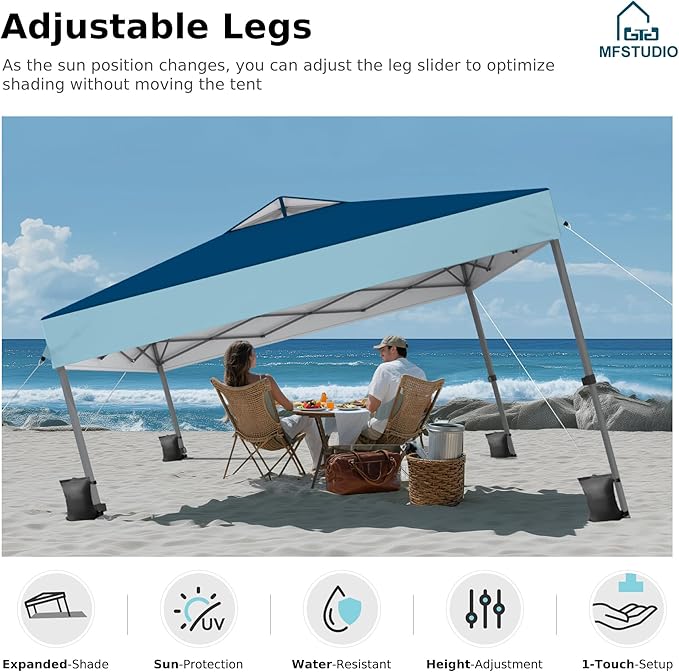 MFSTUDIO 10x10 Pop up Canopy Tent, Gazebo Shelter Sun Shade Canopies One Push Setup Portable Popup Easy Set up Tents with Vented Top,Storage,4 Sandbags,for Beach,Parties,Camping