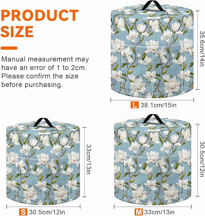 Kitchen Appliance Accessories Dust Cover for 3-6-8 Quart Instant Pot, Pressure Cooker, Air Fryer & Crock Pot,Decorative Appliance Cloth Cover with Top Handle & Storage Pockets (Light blue, 6 Quart)