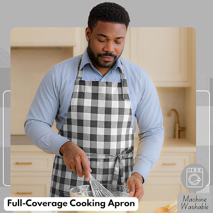Native Fab Kitchen Apron 2 Pack - 100% Cotton Adjustable, Durable Apron with Pockets, Perfect for Cooking, Baking, Grilling