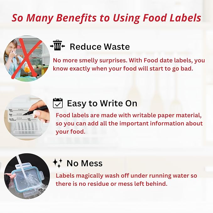 2x1 Dissolvable Food Labels, 500 Label Stickers, Bottle Labels for Storage Bins, Sticker Labels for Food containers, (500, Green)