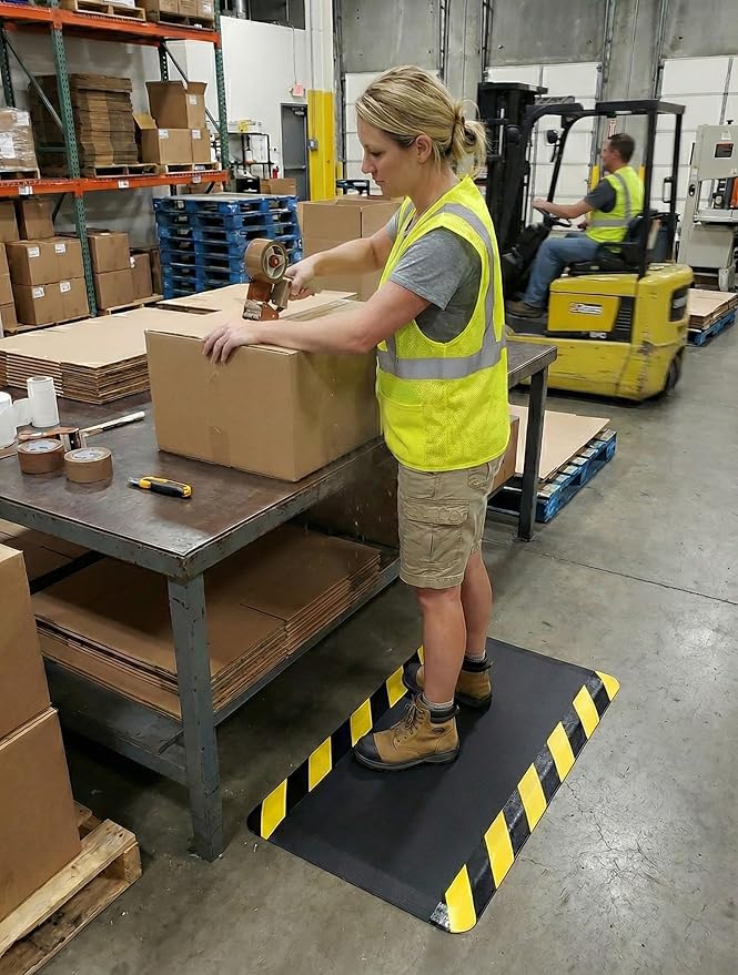 Rhino Mats, Anti-fatigue Mat Industrial, Ergonomic Safety Yellow Floor Mat, 2’ x 4’, Non-Slip Workstation Industrial Floor Mat for Back Pain