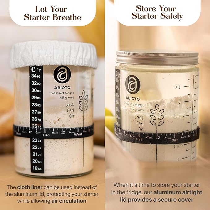 Sourdough Bread Baking Supplies and Starter Kit - Ultimate Bread Making and Sourdough Starter Kit with Proofing Baskets, 34oz Sourdough Jar, Bread Lame, Scrapers & Danish Whisk