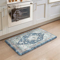 Collive Cushioned Anti-Fatigue Mats, Boho Non-Slip Waterproof Kitchen Floor Mat, Comfortable Standing Carpet for Sink, Laundry, Office, Work, 17.3''x30'' Dark Blue