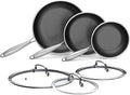 Bielmeier 8, 10, 12 Inch Nonstick Frying Pan with Tempered Glass Lid,6-Piece Set Stainless Steel Flat Bottom Frying Pan for Gas, Electric & Induction Cooktops, Dishwasher Safe