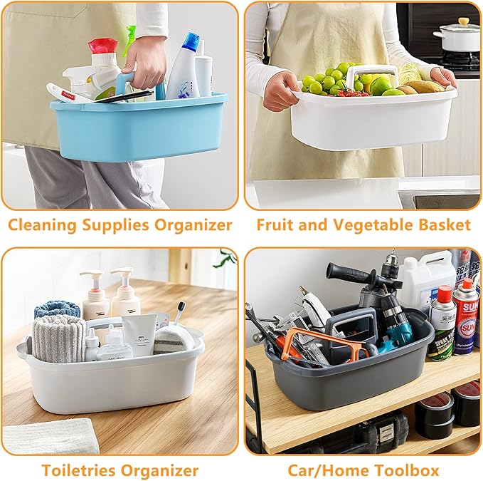 Multi-Purpose Cleaning Caddy with Handle, Shower Caddy Organizer/Storage Basket/Totes Portable for Bathroom Supplies, Cleaning Products, Under Sink Tool (Translucent Gray, 1 Pack)