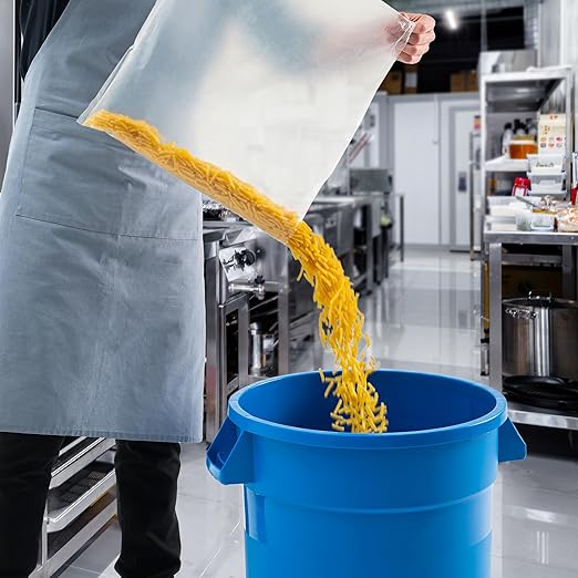 PRO&Family Commercial Round Trash Can, Ingredient Bin, Heavy-Duty Plastic, Anti-Static, Kitchen, Office, Outdoor Use (Blue, 20 Gallon)