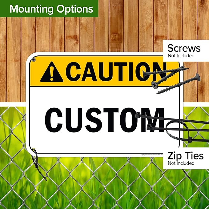 Custom Caution Sign, Ansi Sign, Osha Compliant, 12x18 Inches, 55 mil thick HDPE (high density polyethylene), Made in USA by My Sign Center