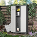 Outdoor Metal Storage Cabinet,Garden Storage Cabinet with Waterproof Coating,Waterproof Lockable Storage Cabinets for Garden,Backyard,Lawn,Dark Gray+White