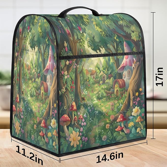 Kitchen Aid Mixer Cover Forest Castle Tree Stand Mixer Cover Compatible with 6-8 Quarts Stand Mixers, Dust Covers with Zipper Pocket Foldable Washable Kitchen Aid Organizer Bag