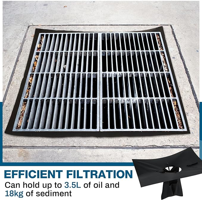 VIHOSE 2 Pack Storm Drain Filter 48" x 48" x 22" Catch Basin Insert Witches Hat Storm Drain Cover Oil and Sediment Guard with 4 Straps for Parking Lot Street Construction Site Industrial Plant