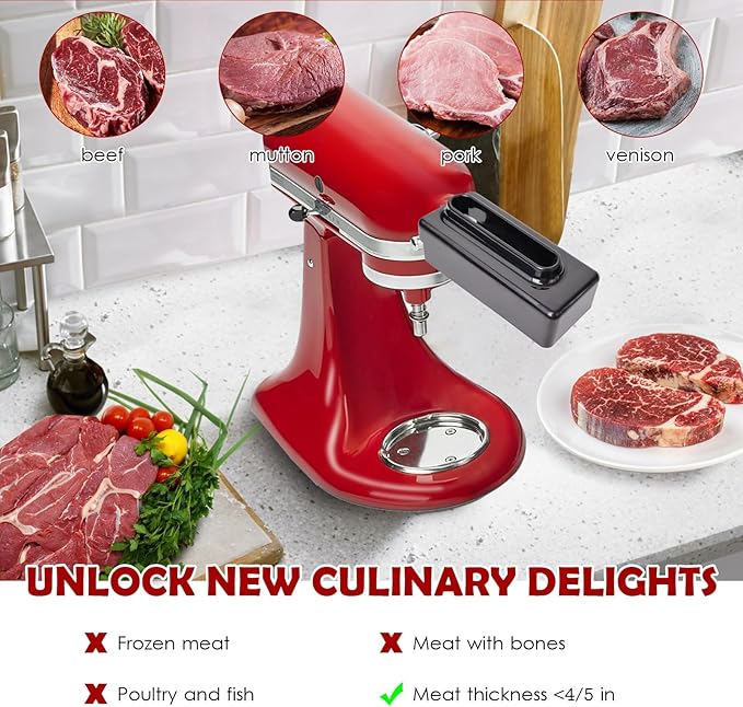 Meat Tenderizer for Kitchenaid Mixer, Meat Tenderize Attachment for Kitchenaid Stand Mixer with Stainless Gears, Black