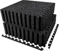 AIRHOP 0.56in Thick 96 Sq Ft Exercise Equipment Mats, 24 Tiles Upgraded Rubber Top with High Density EVA Foam, Large Interlocking Puzzle Gym Flooring for Home Gym, Heavy Weight Workout, 24 x 24in