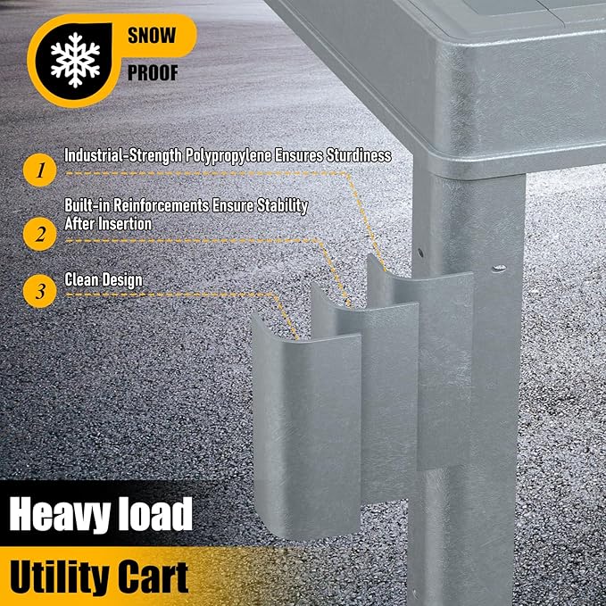 2 Tier Rolling Utility Cart on Wheels, 550 lbs Capacity Flat Top Plastic Tool Cart with Lipped Shelves, 46 x 26-Inch Heavy Duty Work Cart for Warehouse, Garage, Cleaning, Gray