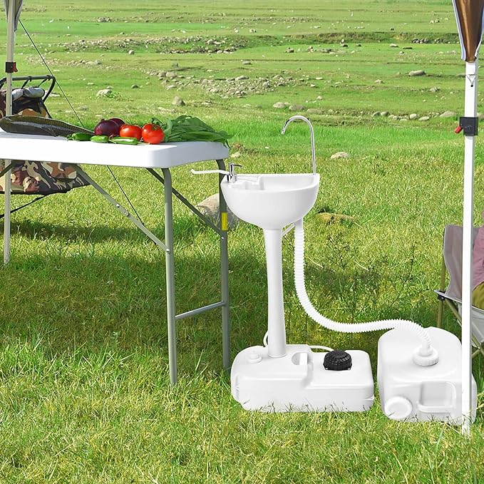 Yescom 17L Portable Sink Hand Wash Station with Pump & 2Pcs 24L Water Tank, Hand Washing Station for RV Travel Outdoor Camping Food Booth