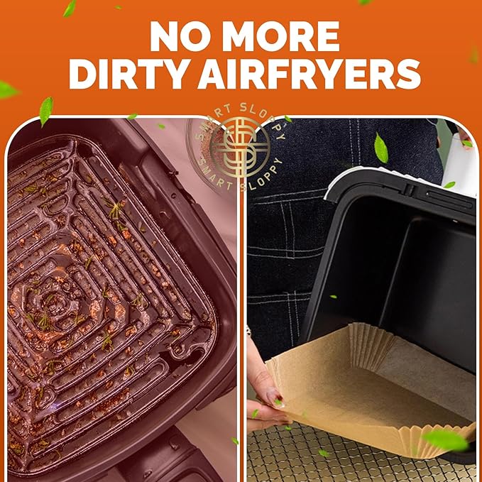 6.5 inch Square Air Fryer Liners Disposable Parchment Paper Liner Airfryer 3-5 QT Basket inserts Filter Sheets EXTRA THICK 40 GSM - Pack of 125