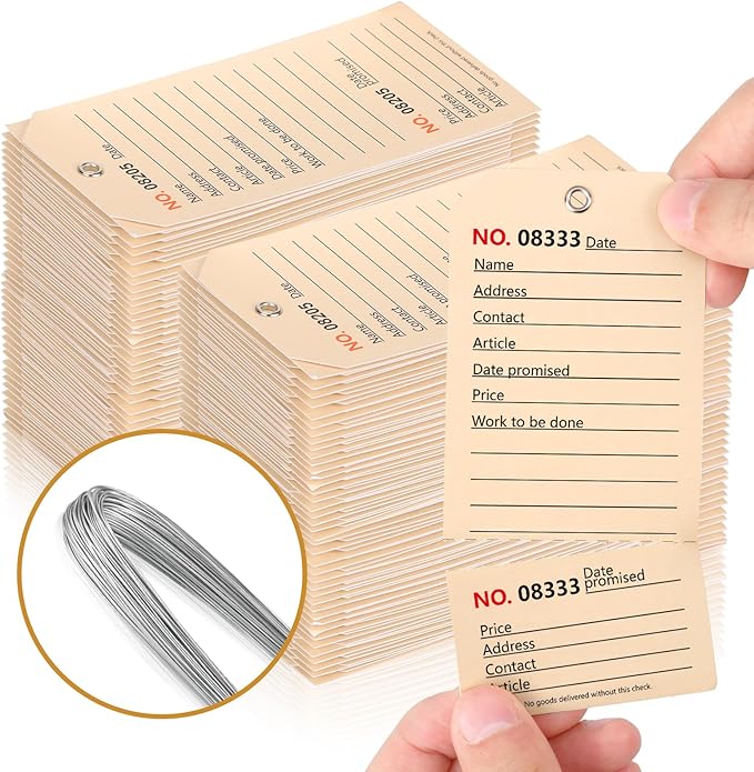 200 Pack White Repair Tags with Wire Rope Service Repair Tags Numbered with Wire Durable 2.6 x 5.25 Inch Labels for Production Equipment Maintenance Price Notice (200, White, 2.6x5.25in)