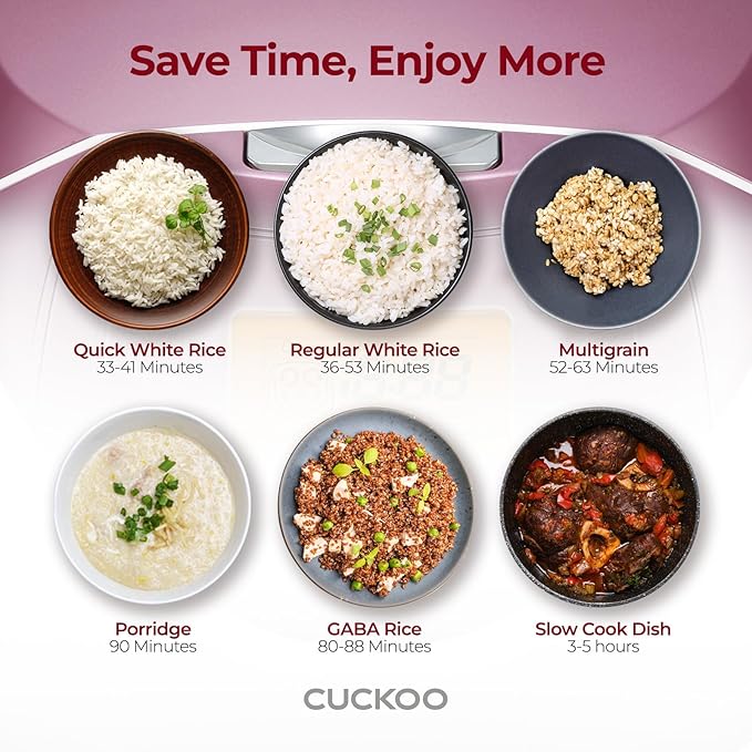 CUCKOO Micom Rice Cooker 6 Cup Uncooked / 12 Cup Cooked, Korean Fuzzy Logic Rice Cooker with Delay Timer & Keep Warm Setting, Versatile Food Steamer with Non-Stick Inner Pot, Pink (CR-0631F)