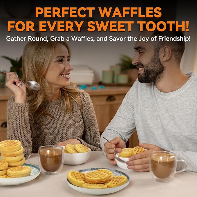 Baker's Friend Multi Mini Waffle Maker Machine, 6 x 3'' Small Waffle Iron, Perfect for Families and Individuals Use, Excellent Choice for Breakfast Brunch Parties & Events, Graphite