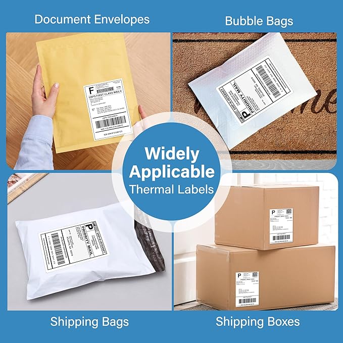 LotFancy 4x6 Direct Thermal Shipping Labels, 1000 Thermal Labels Fanfold with Perforated and Strong Adhesive, White Mailing Label Compatible with Zebra, Rollo Printer