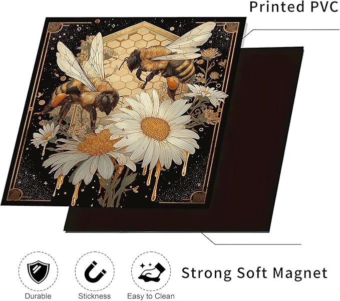 Dishwasher Magnet Cover, Creative Patterns Sticker, Dishwasher Magnetic Decoration, Refrigerator Protection Decoration, Bee and Flower, Kitchen Art Decoration 23x25.5 inches