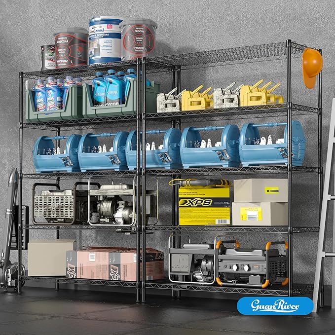 5-Shelf Adjustable Metal Shelf Wire Shelving Unit Heavy Duty Storage Rack Display Shelf for Office,Kitchen,Bedroom,Bathroom,Laundry,Pantry Basement,Garage(Black,48" L x 18" W x 72" H)