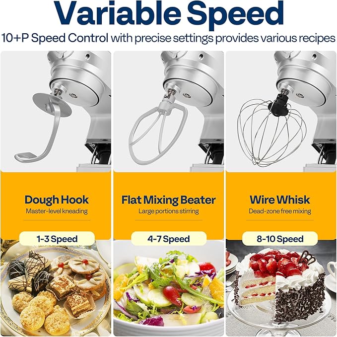 VIVOHOME 6-in-1 Stand Mixer, 8.5 Quart Electric Tilt-Head Kitchen Mixer with Bowl, Multifunctional Food Mixer for Cake, Bread, and Dough, with Meat Grinder, Blender, Pasta Maker Attachments, Silver