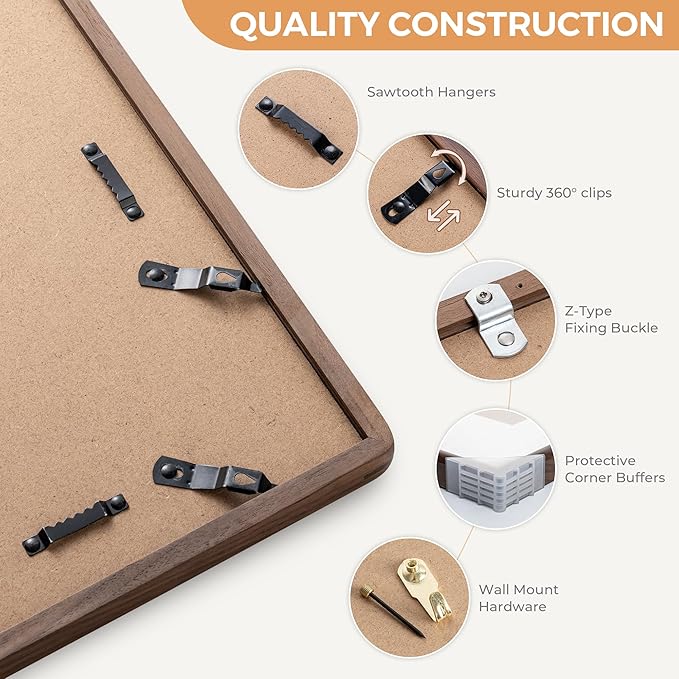 Axeman 24x36 Walnut Poster Frame - Rounded Corner 24 x 36 Picture Frame Matted to 20x30 - Natural Walnut Wood Frame with Tempered Glass for Wall Mount Display